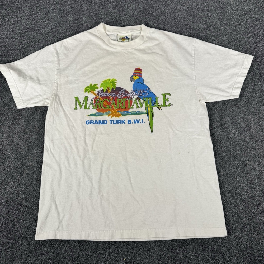 Vtg 2002 Jimmy Buffett Margaritaville Shirt Grand Turk BWI Parrot Tee Y2K Retro